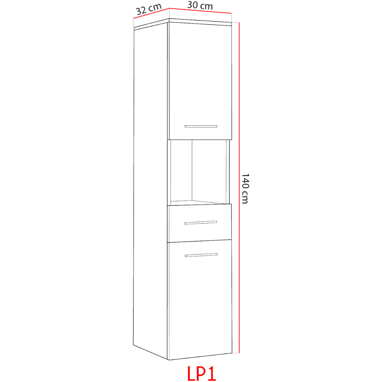 Wymiary: Szafka łazienkowa wysoka LUPO LP1