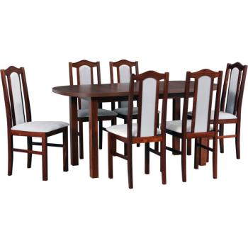 Stół WENUS 1 orzech laminat + krzesła BOS 2 (6szt.) orzech / 20B